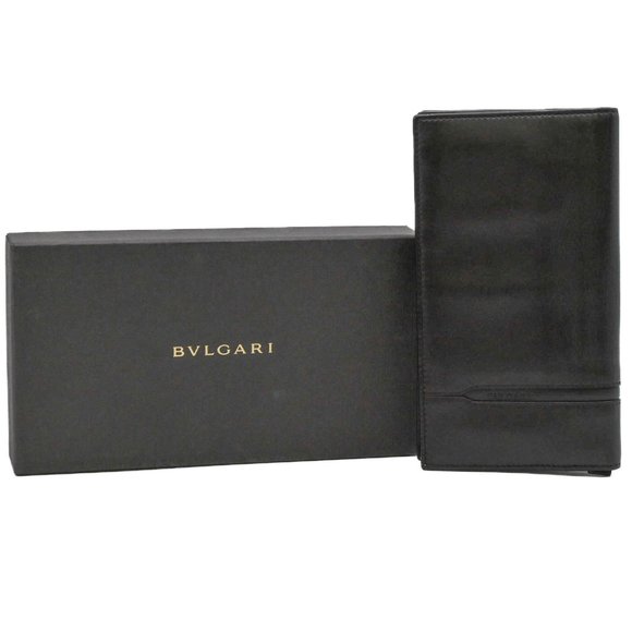 BVLGARI Bulgari Octo Bi-fold Long Wallet Leather Brown Coin Purse